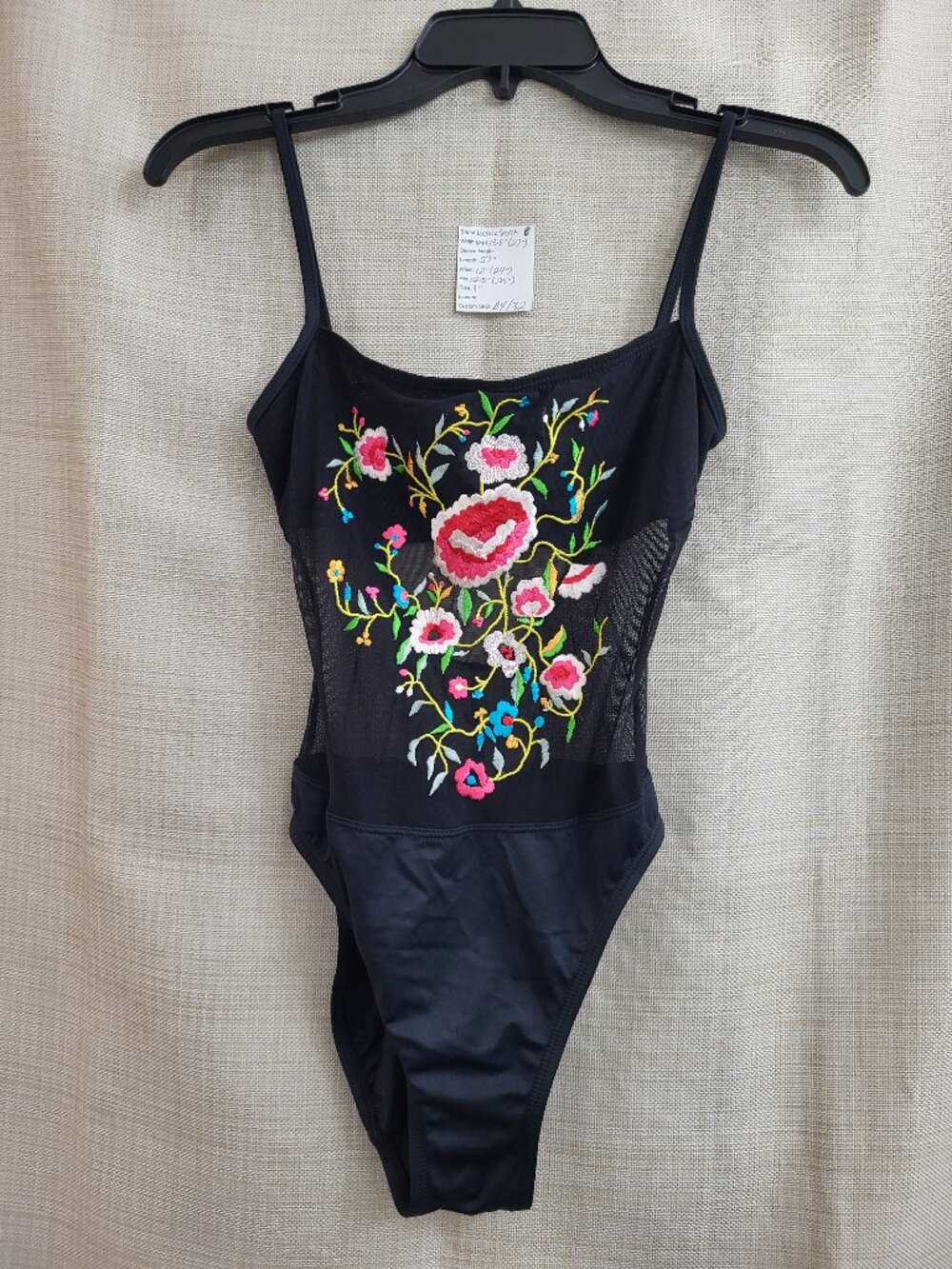 Victoria's Secret Floral Embroider Sheer Mesh Bodysuit One Piece Sexy Size 8 Vtg